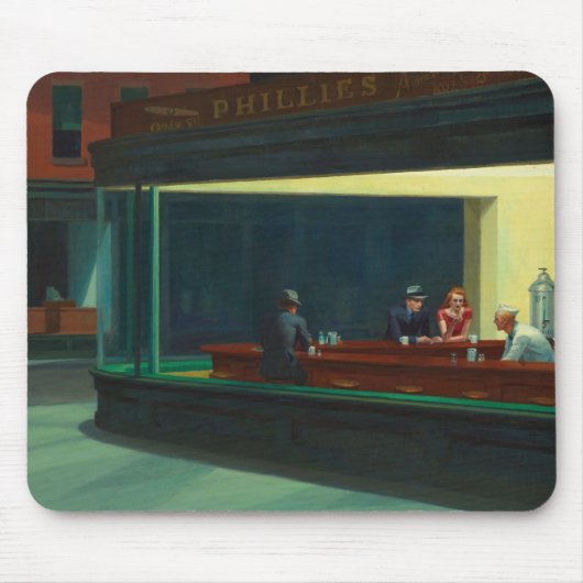 Nighthawks-Gemälde von Edward Hopper Mousepad (Vorne)