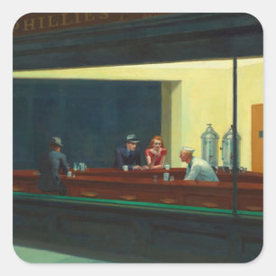 Nighthawks Gemälde von Edward Hopper Quadratischer Aufkleber