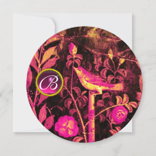 NIGHTINGALE AUF ROSEN MONOGRAMM, Fuchsienrosa Schw Einladung