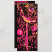 NIGHTINGALE MIT ROSE MONOGRAM, Pink Black Gold Einladung (Vorne/Hinten)