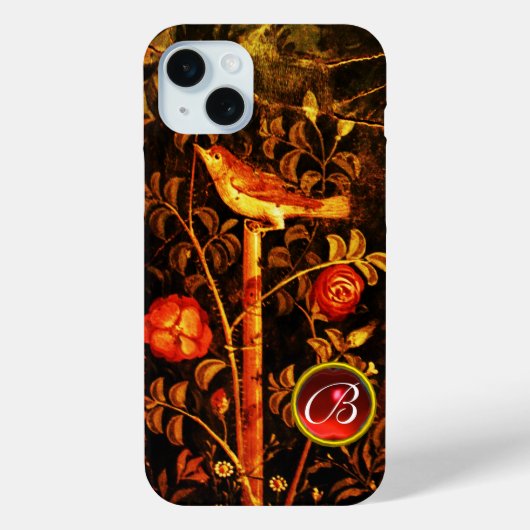 NIGHTINGALE MIT ROSE MONOGRAMM, Rot-Schwarz-Gelb Case-Mate iPhone Hülle (Rückseite)