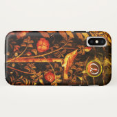 NIGHTINGALE MIT ROSE MONOGRAMM, Rot-Schwarz-Gelb Case-Mate iPhone Hülle (Rückseite (Horizontal))