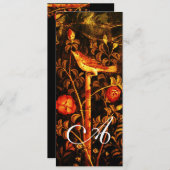 NIGHTINGALE MIT ROSE MONOGRAMM, Rot-Schwarz-Gelb Einladung (Vorne/Hinten)