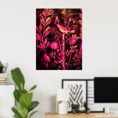 NIGHTINGALE MIT ROSE, rosa Fuchsiengelb Poster (Heimbüro)