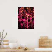 NIGHTINGALE MIT ROSE, rosa Fuchsiengelb Poster (Küche)