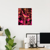 NIGHTINGALE MIT ROSE, rosa Fuchsiengelb Poster (Heimbüro)
