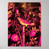 NIGHTINGALE MIT ROSE, rosa Fuchsiengelb Poster (Vorne)