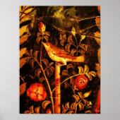 NIGHTINGALE MIT ROSE, rot-schwarz Poster (Vorne)