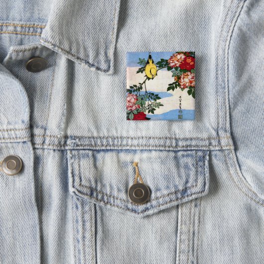 Nightingale & Rose Hokusai Japanisch Kunstkunst Button (Beispiel)