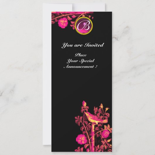 NIGHTINGALE, ROSE MONOGRAM, Pink Black Program Einladung (Rückseite)