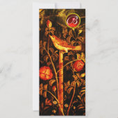 NIGHTINGALE ROSE MONOGRAMM, Rot-Schwarz-Gelb-Blüte Einladung (Vorderseite)