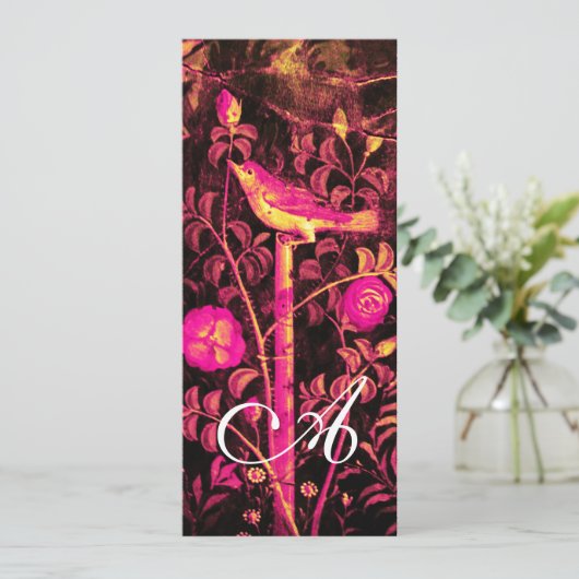 NIGHTINGALE,ROSE MONOGRAMM Rot Schwarz Gelb Einladung (Stehend Vorderseite)