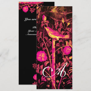 NIGHTINGALE , ROSEN MONOGRAMM Rot Schwarz  Gold Ge Einladung