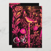 NIGHTINGING MIT ROSE MONOGRAM, rosa, schwarz Einladung (Vorne/Hinten)