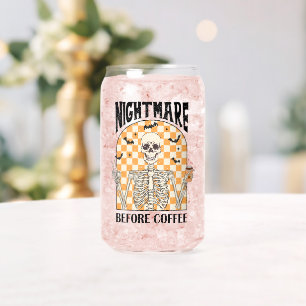 "Nightmare Before Coffee" Retro Skeletttrinken Dosenglas
