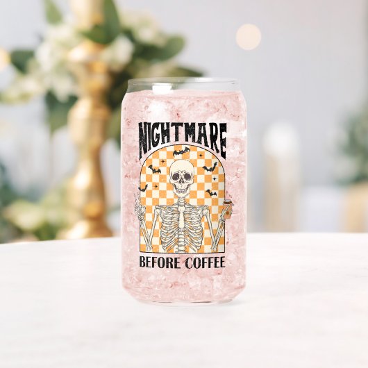 "Nightmare Before Coffee" Retro Skeletttrinken Dosenglas (Insitu (Hochzeit))