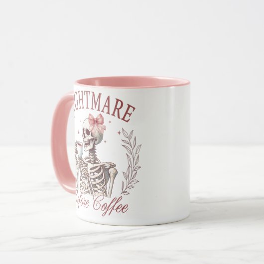 Nightmare Before Coffee Skeleton Tasse - Funny Cof (Vorderseite Links)