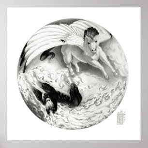 Nightmare/Mesa Pegasus Yin Yang in Schwarzweiß Poster