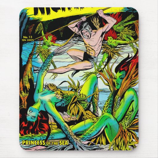 Nightmare Sea Mermaid Princess Vintage Comicen Mousepad (Vorne)