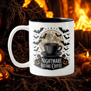 Nightmare vor dem Kaffee Spooker Herbstkaffee Love Zweifarbige Tasse