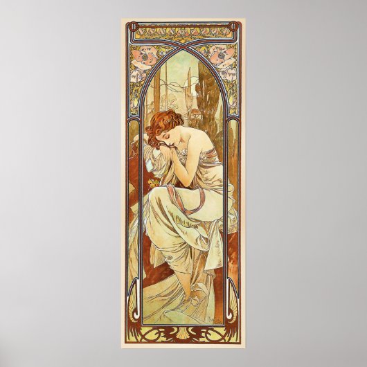 Night's Erholung Vintag Nouveau by Alphonse Mucha Poster (Vorne)
