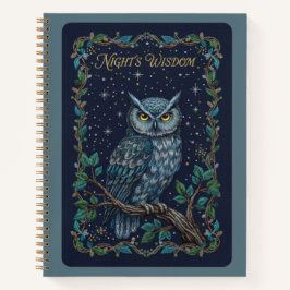 Night's Wisdom Owl Celestial Embroidery Journal Notizblock