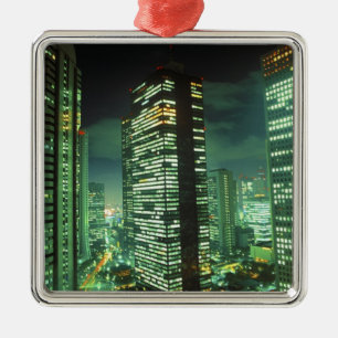 Nightscape, Shinjuku, Tokio, Japan Silbernes Ornament
