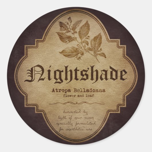 Nightshade Apothecary Runder Aufkleber (Vorderseite)