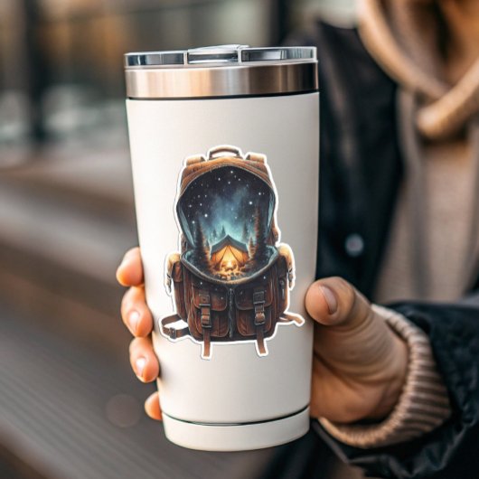 Nighttime Camp Backpack Sticker | Die-Cut Sticker