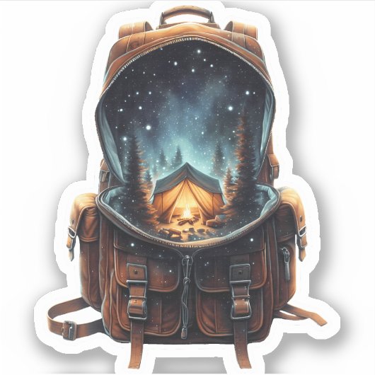 Nighttime Camp Backpack Sticker | Die-Cut Sticker (Vorderseite)