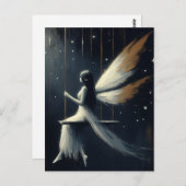 Nighttime Fairy on a Swing in White Dress Postkarte (Vorne/Hinten)