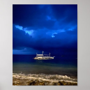 Nighttime seascape. poster