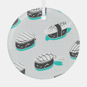 Nigiri-Sushi, Neon-Vintage-Muster. Ornament Aus Glas