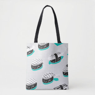 Nigiri-Sushi, Neon-Vintage-Muster. Tasche