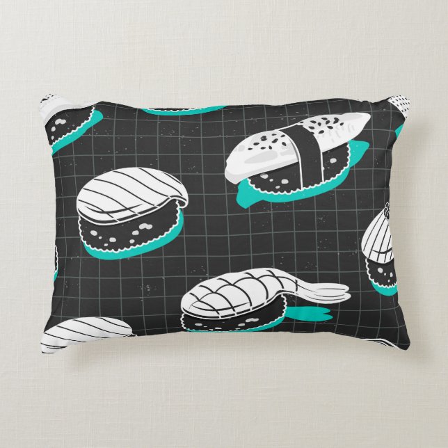 Nigiri Sushi Vintag Sketch Pattern Dekokissen (Vorderseite)