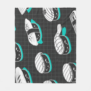 Nigiri Sushi Vintag Sketch Pattern Fleecedecke