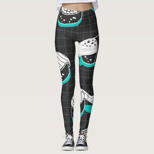 Nigiri Sushi Vintag Sketch Pattern Leggings (Vorderseite)