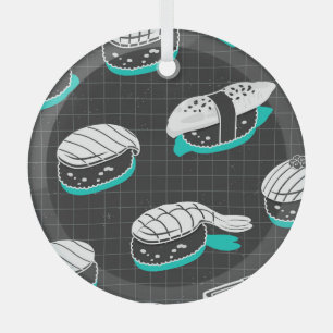 Nigiri Sushi Vintag Sketch Pattern Ornament Aus Glas