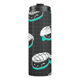 Nigiri Sushi Vintag Sketch Pattern Thermosbecher
