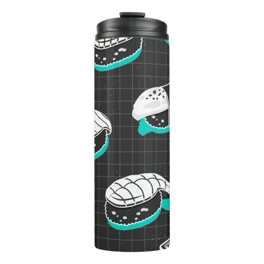 Nigiri Sushi Vintag Sketch Pattern Thermosbecher (Vorderseite)