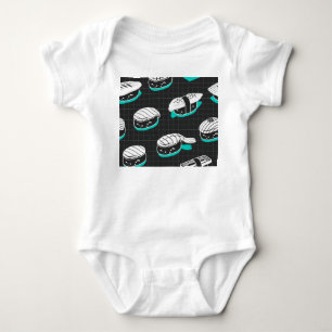 Nigiri Sushi Vintage-Skizzenmuster Baby Strampler