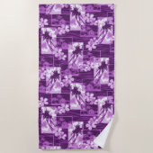 Nihau Island Hawaiianische Plumeria und Palm Tree Strandtuch (Vorderseite)