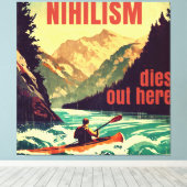 Nihilismus stirbt hier am Kajak Leinwanddruck (Insitu (Holzboden))