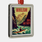 Nihilismus stirbt hier am Kajak Ornament Aus Metall (Rechts)
