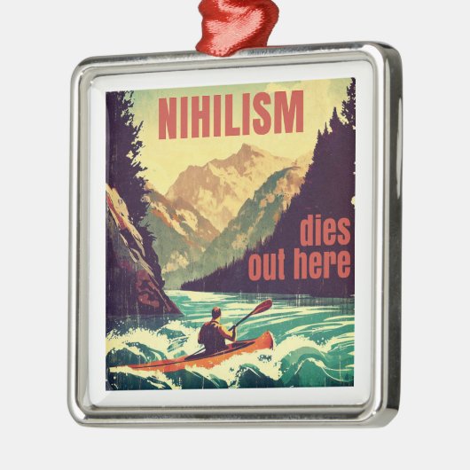 Nihilismus stirbt hier am Kajak Ornament Aus Metall (Links)