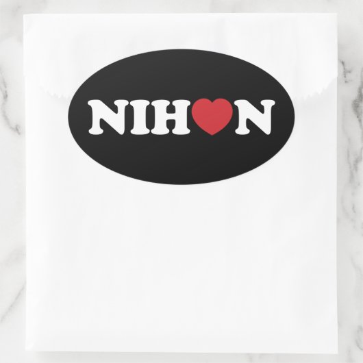 Nihon Liebe Heart Oval Sticker (Tasche)
