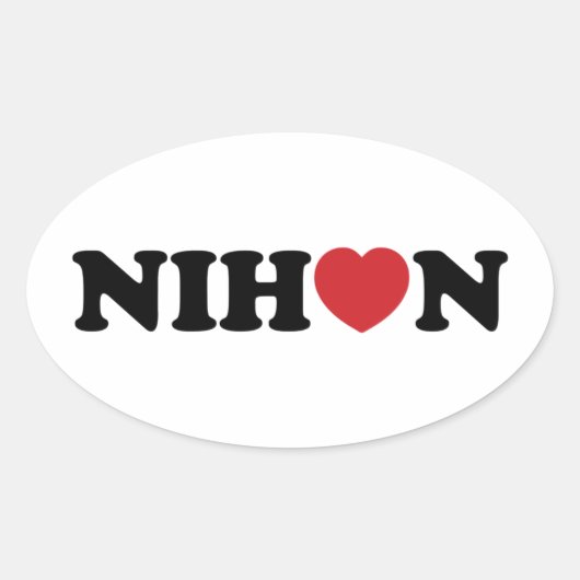 Nihon Liebe Heart Ovaler Aufkleber (Vorderseite)
