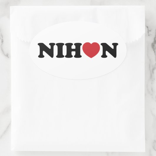 Nihon Liebe Heart Ovaler Aufkleber (Tasche)