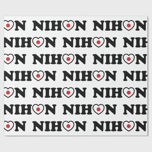 Nihon Liebe Herzenflagge Geschenkpapier (Flach)