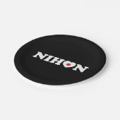 Nihon Liebe Herzenflagge Pappteller (Schrägansicht)